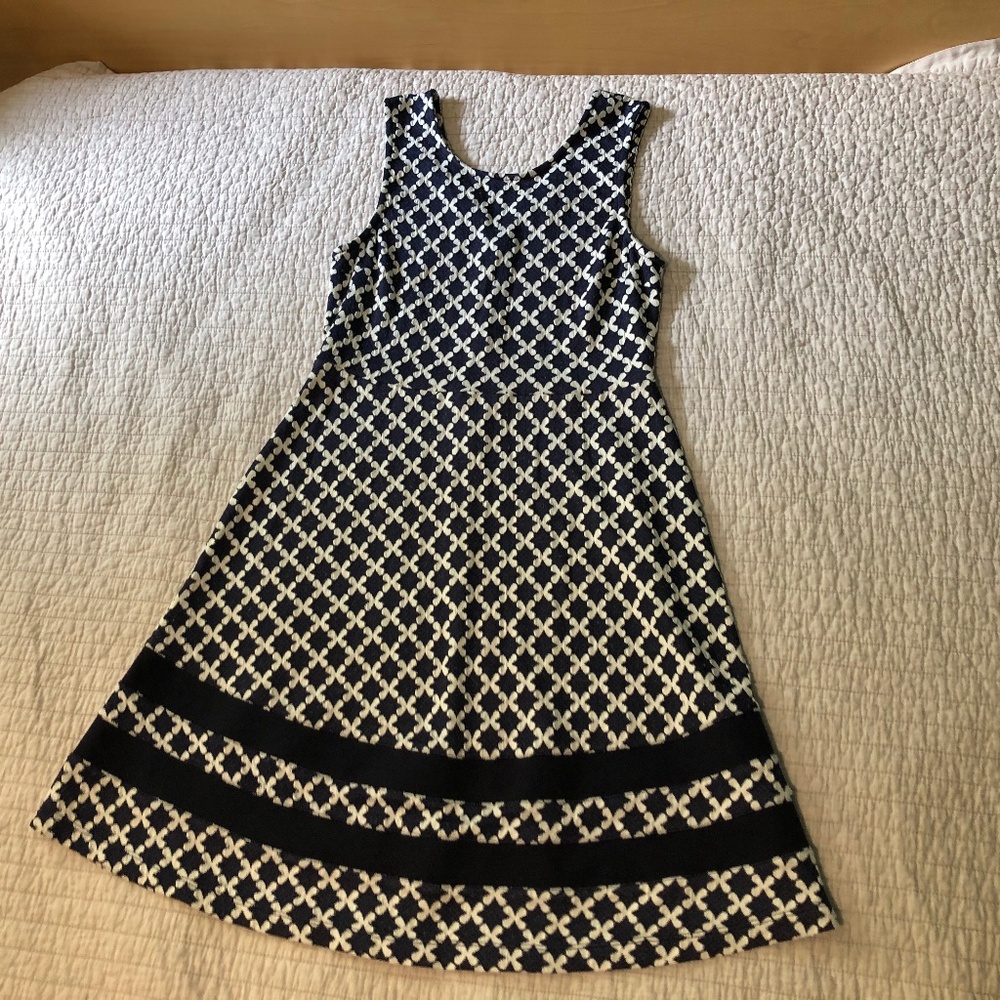 Blue and ivory sleeveless dress